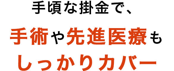 手頃な掛金で、手術や先進医療もしっかりカバー